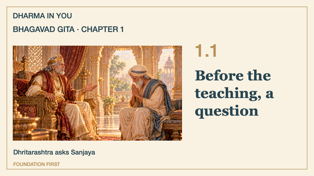 Bhagavad Gita 1.1: Before the teaching, a question