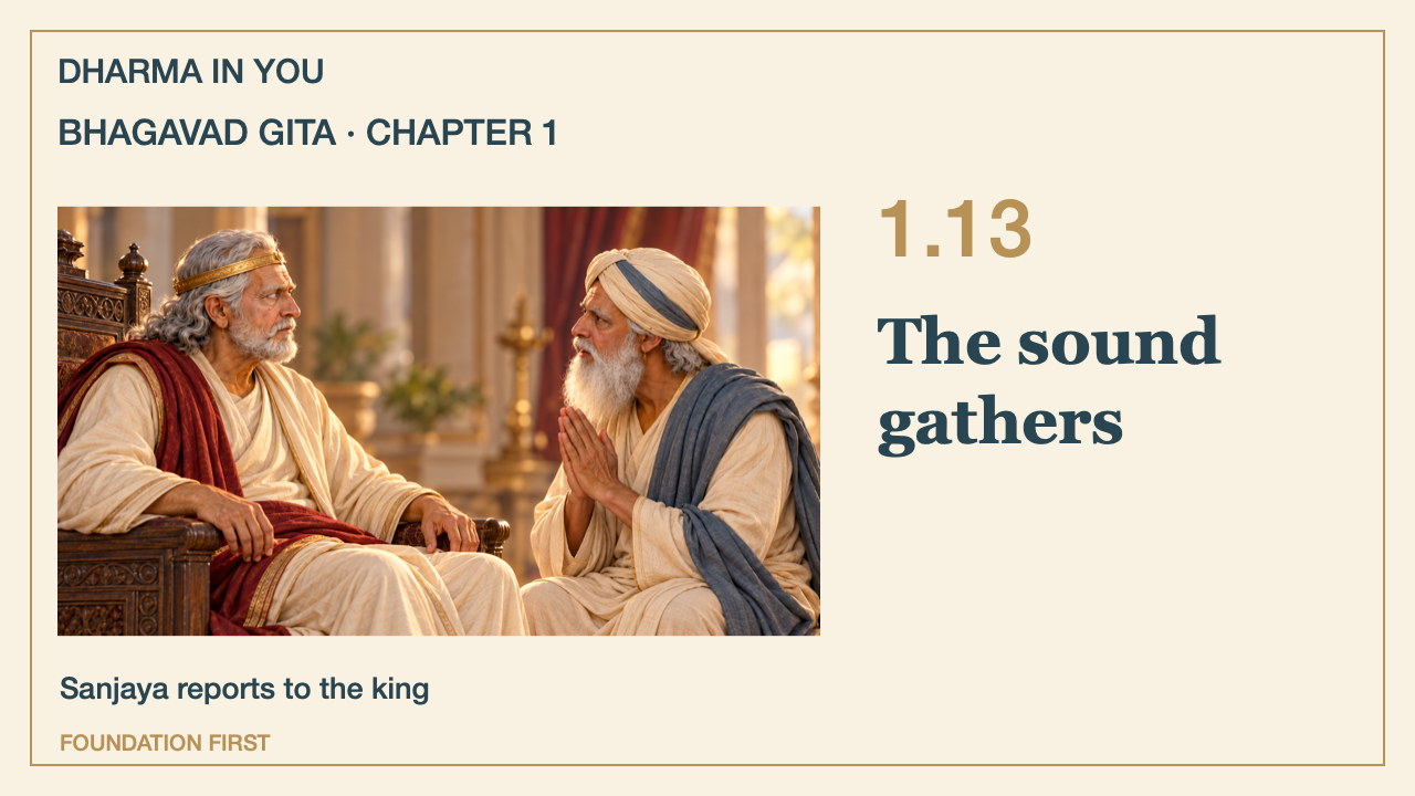 Bhagavad Gita 1.13: The sound gathers