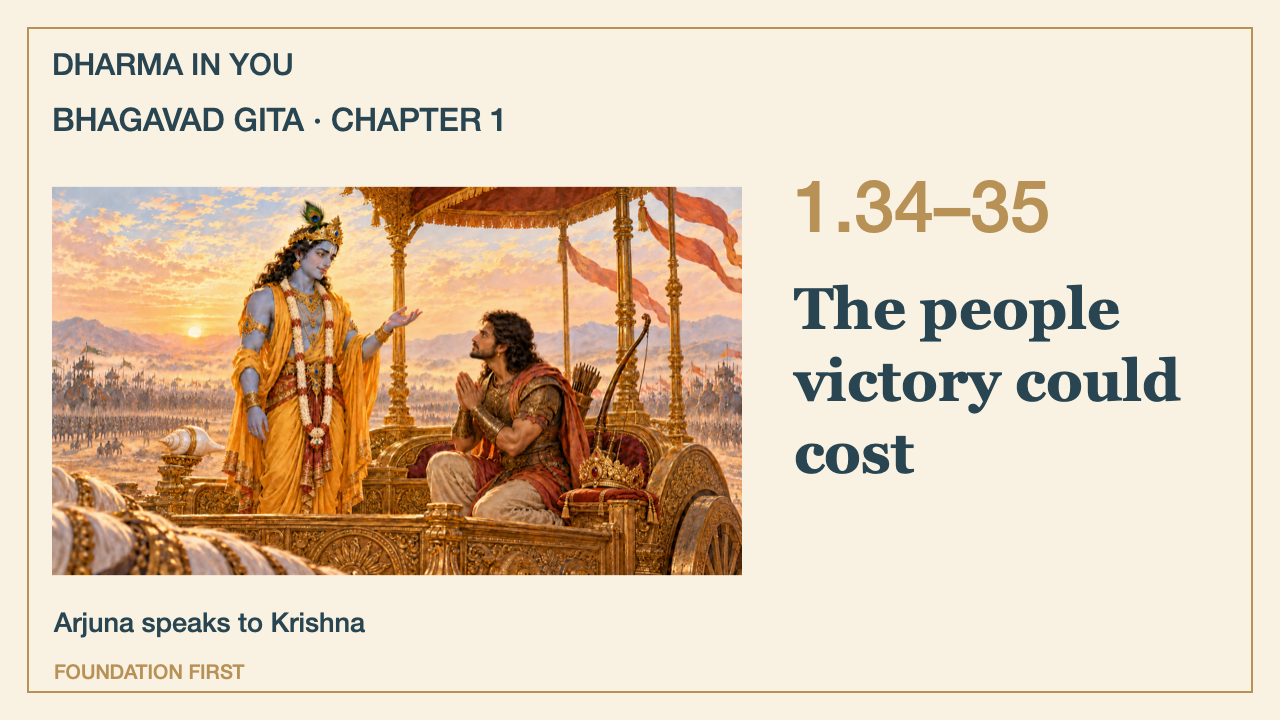 Bhagavad Gita 1.34–35: The people victory could cost